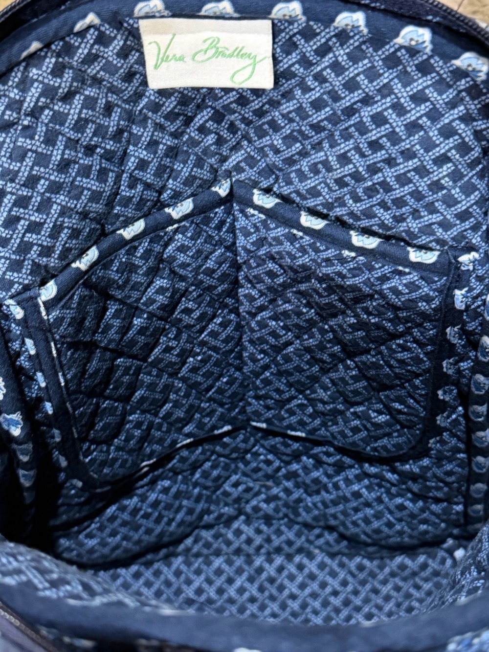 Vera Bradley Mini Backpack Quilted Cotton Navy Blue Medallion - Picture 7 of 12